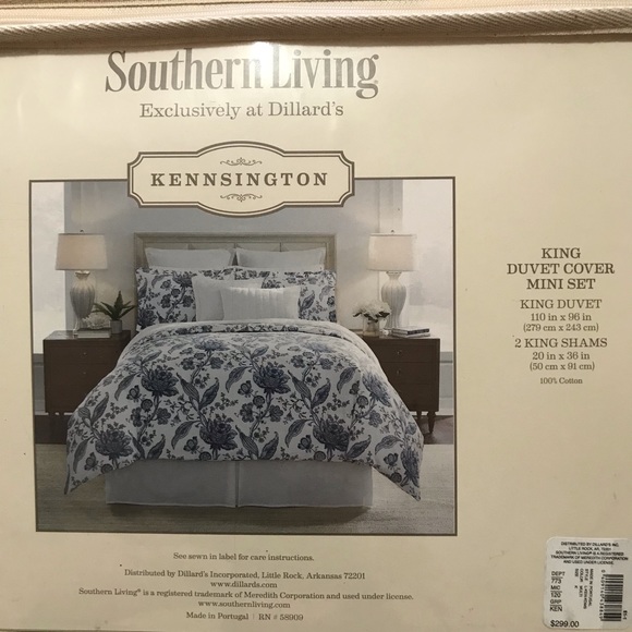 ⚡️SOUTHERN LIVING Kennsington Duvet Cover Mini Set Jacobean Sateen Floral Print - Picture 4 of 5